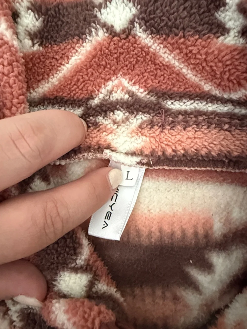 Men's Fleece Pullover - Rust Aztec - Picture 2 of 2